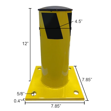 Electriduct ED 1ft Steel Pipe Safety Bollard Post- Yellow/Black Stripe TC-V-BOLLARD-12-YL-BK/TOP